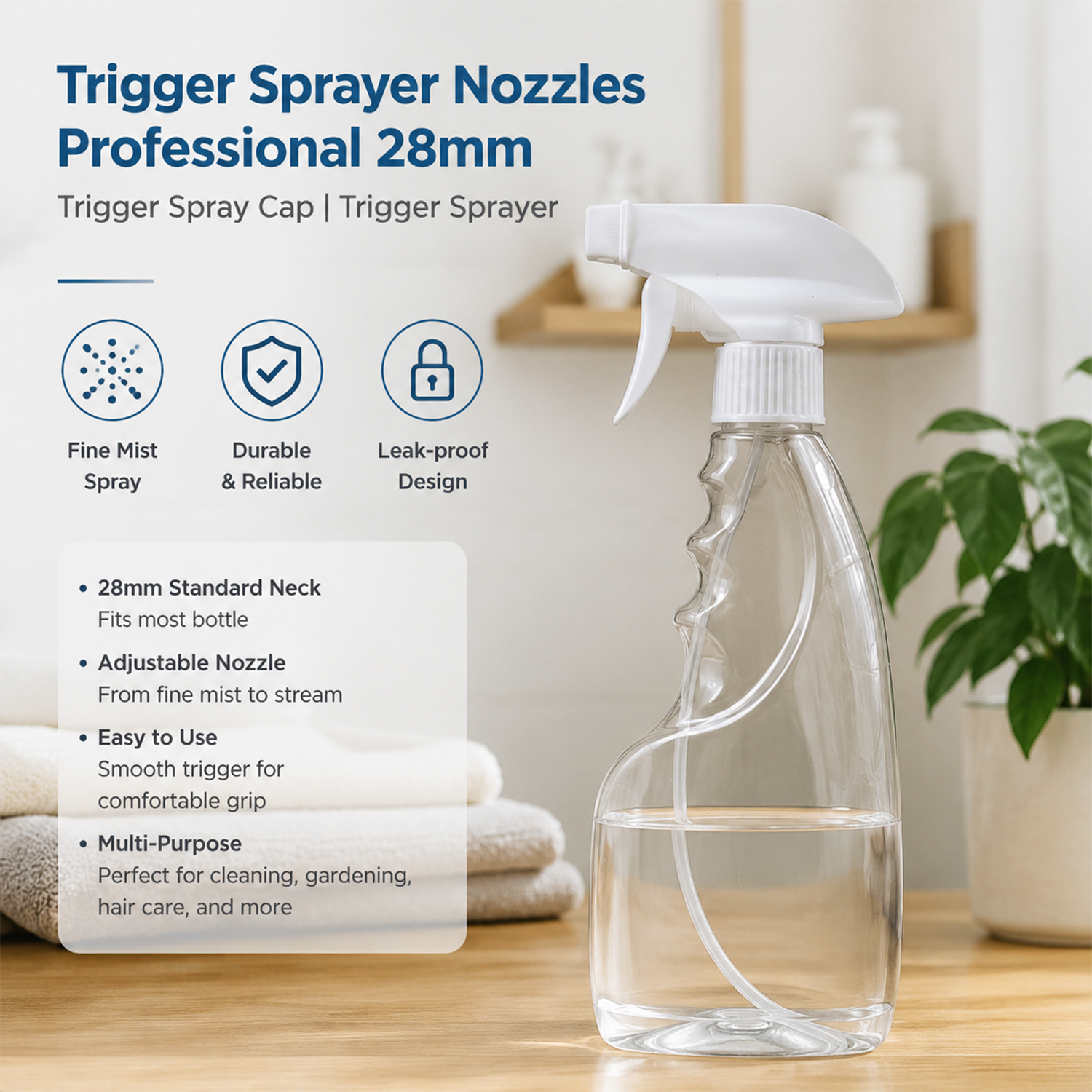 500ml Clear PET Trigger Spray Bottle Transparent 28mm Adjustable Nozzle Cleaning Household Garden Custom OEM