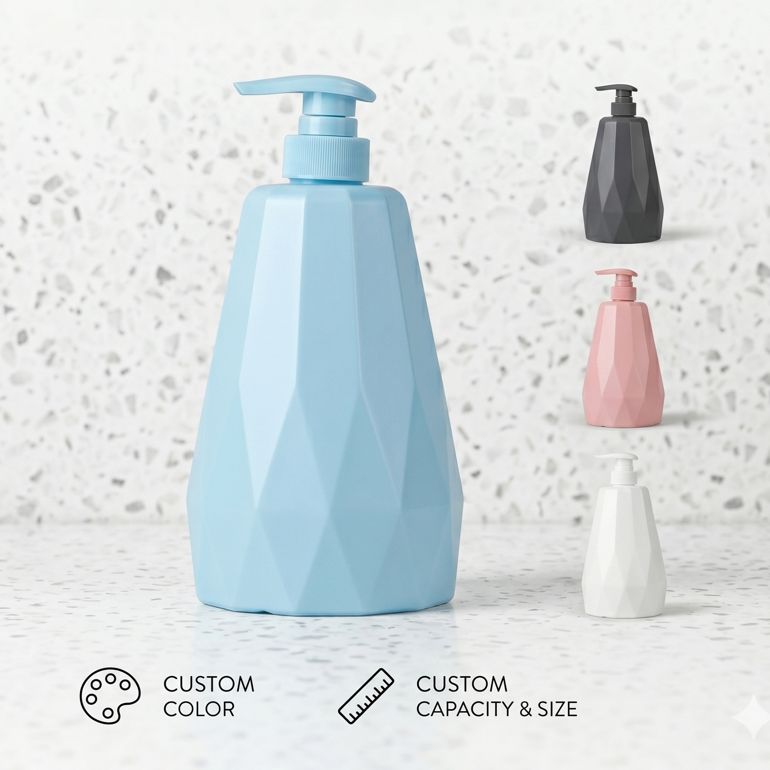 Large 1000ml HDPE Lotion Pump Bottle for Shampoo Conditioner Shower Gel Cosmetic Packaging OEM