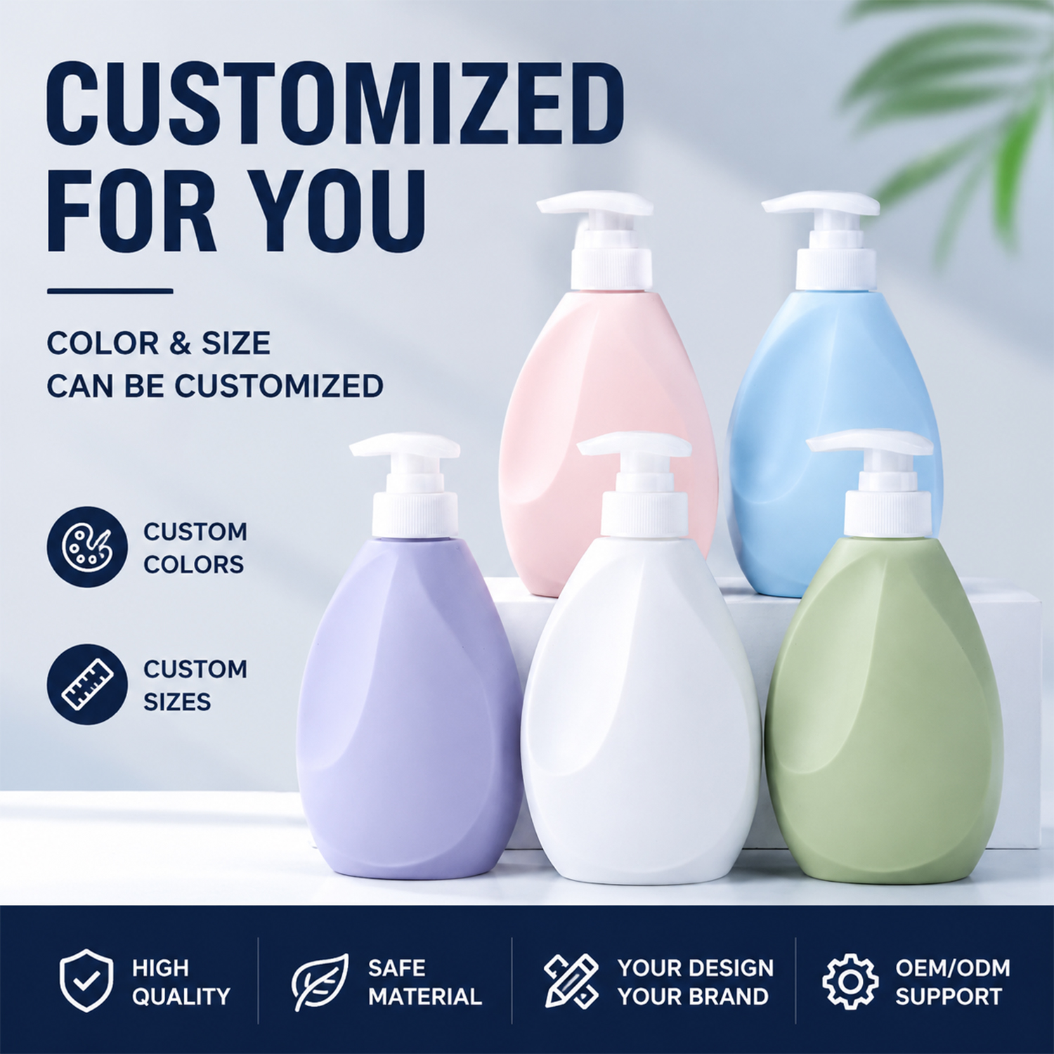 Empty 500ml HDPE Lotion Pump Bottle Liquid Soap Hand Wash Laundry Detergent Dispensing Custom Color OEM