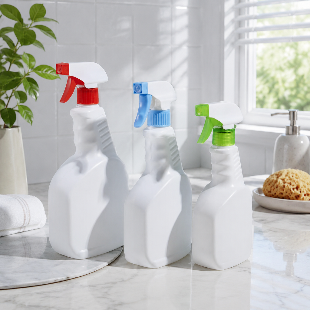 Heavy Duty HDPE Trigger Spray Bottles BPA Free Chemical Resistant Empty Plastic 1L Screw Cap Color Coded Nozzle House Cleaning