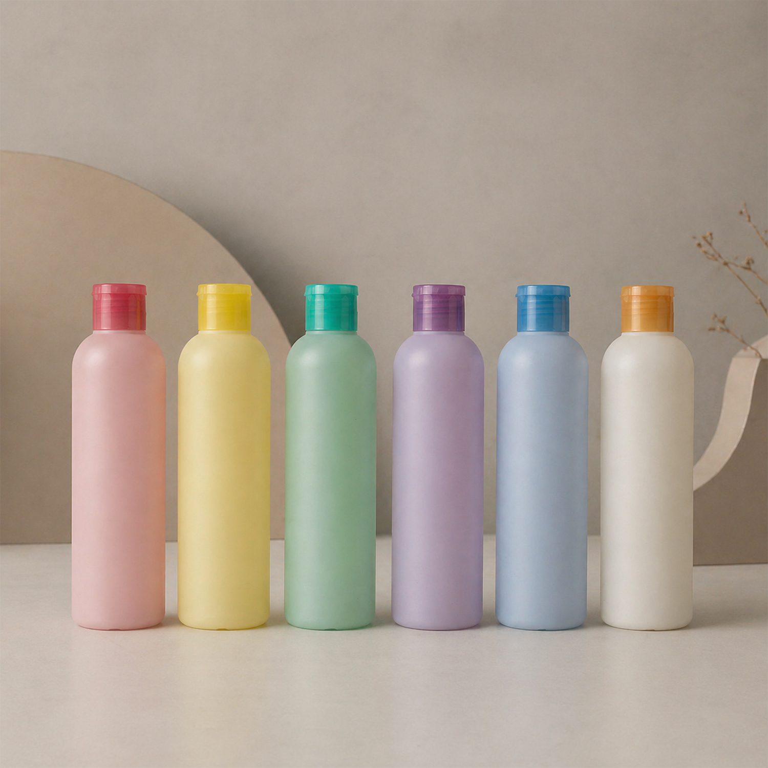 Empty 280ml HDPE Shampoo Conditioner Bottle Flip Cap Macaron Multicolor Shower Gel Emulsion Packaging OEM